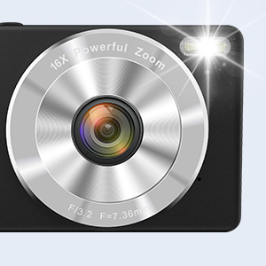 VITALUXE Digital Camera, 4K Kids Camera 13MP Point and Shoot Digital Cameras with 32GB SD Card 16X Zoom, 2.83'' Portable Vintage Small Camera for Teens Students Kids Boys Girls Adults Beginner(Black)