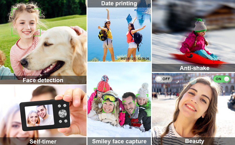 VITALUXE Digital Camera, 4K Kids Camera 13MP Point and Shoot Digital Cameras with 32GB SD Card 16X Zoom, 2.83'' Portable Vintage Small Camera for Teens Students Kids Boys Girls Adults Beginner(Black)