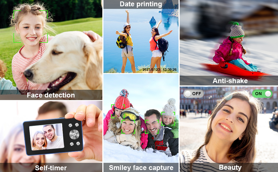VITALUXE Digital Camera, 4K Kids Camera 13MP Point and Shoot Digital Cameras with 32GB SD Card 16X Zoom, 2.83'' Portable Vintage Small Camera for Teens Students Kids Boys Girls Adults Beginner(Blue)